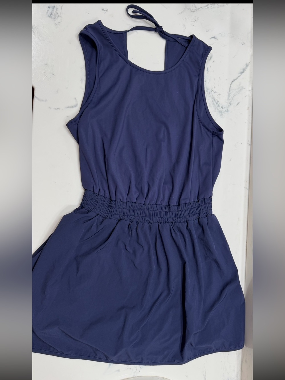 HALARA Athletic Navy Sleeveless Elastic Waist Easy Peezy dress